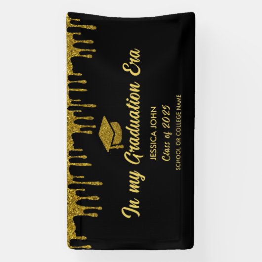 In mijn afstuderen tijdperk zwart en goud afstuder spandoek (Verticaal)