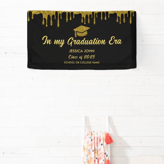 In mijn afstuderen tijdperk zwart en goud afstuder spandoek (Insitu)