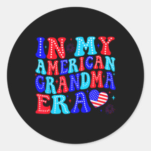 In mijn Amerikaanse tijdperk Oma 4th of July Patri Ronde Sticker