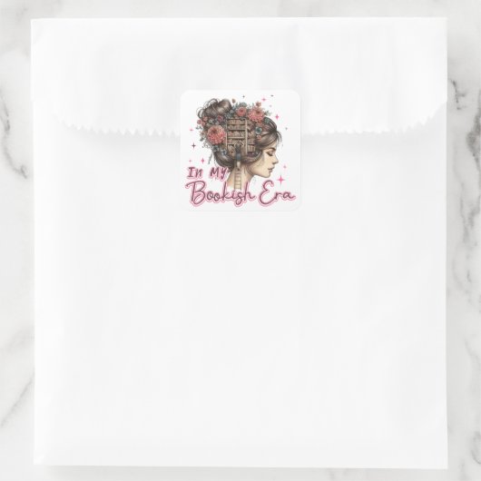 In mijn boekentijdperk vierkante sticker (Tas)