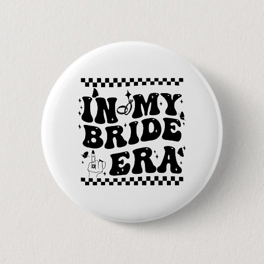 In Mijn Bruid Era Groovy Bruid Bachelorette Party Ronde Button 5,7 Cm (Voorkant)
