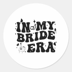 In Mijn Bruidstijd Groovy Bruid Bachelorette Feest Ronde Sticker
