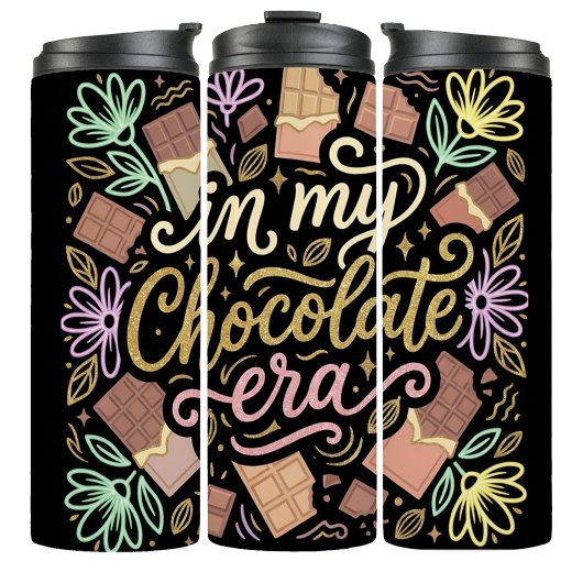 In Mijn Chocolade Tijdperk Glitter Typography Tumb Thermosbeker
