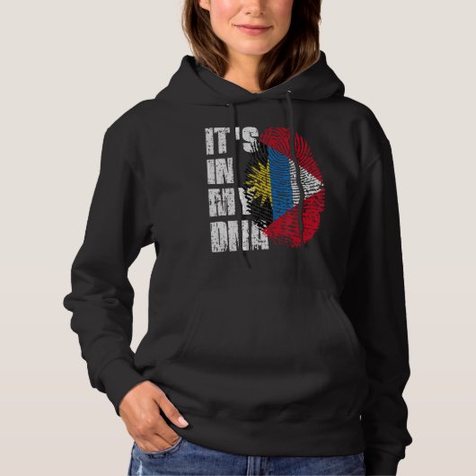 In mijn DNA Antigua en Barbuda vlag Antiguan B Hoodie (Voorkant)
