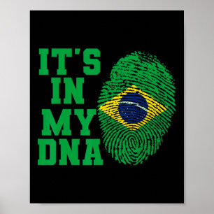 In mijn DNA Brazilië vlag Shirt gesneden  Brazilia Poster