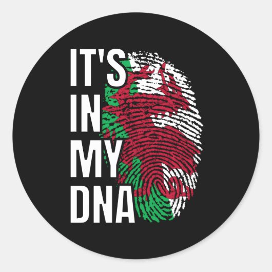 In mijn dna Welsh Flag Wales Fingerprint Ronde Sticker (Voorkant)