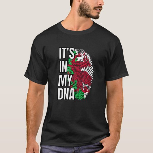In mijn dna Welsh Flag Wales Fingerprint T-shirt (Voorkant)