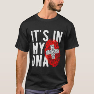 In mijn DNA Zwitserland vlag vingerafdruk T-shirt