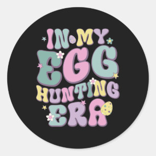 In mijn eierjachttijdperk Groovy Happy Easter Day Ronde Sticker