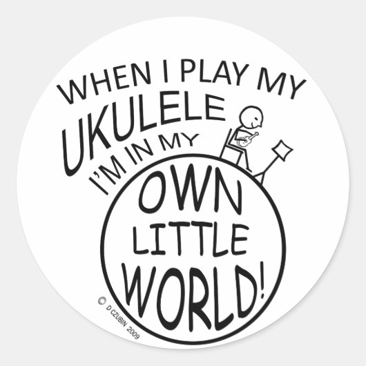 In mijn eigen kleine wereld Ukulele Ronde Sticker (Voorkant)