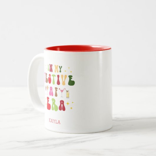 In mijn feestelijke AF-tijdperk trendy kerstvakant Tweekleurige Koffiemok (Voorkant links)