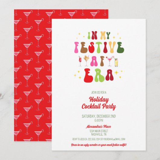In mijn feestelijke AF-tijdperk vakantie cocktail Kaart (Voorkant / Achterkant)