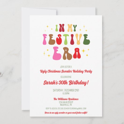 In mijn feestelijke tijdperk trendy kerst 30e verj kaart (Voorkant)