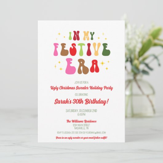 In mijn feestelijke tijdperk trendy kerst 30e verj kaart (Staand voorkant)