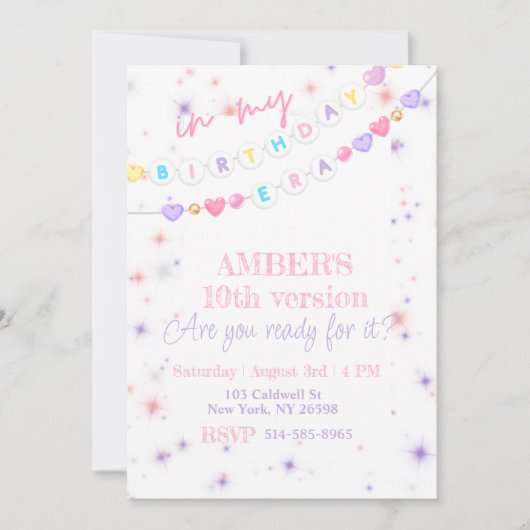 In mijn geboortejaar Era roze paarse pastel Verjaa Kaart (Voorkant)