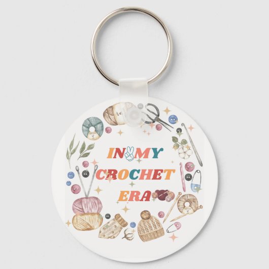 In mijn gehaakte tijdperk shirt ,Crafter Mom Gift, Sleutelhanger (Voorkant)