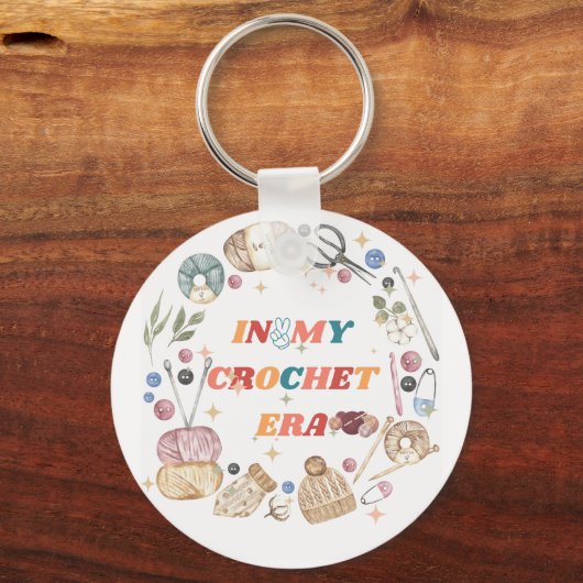 In mijn gehaakte tijdperk shirt ,Crafter Mom Gift, Sleutelhanger (Voorkant)