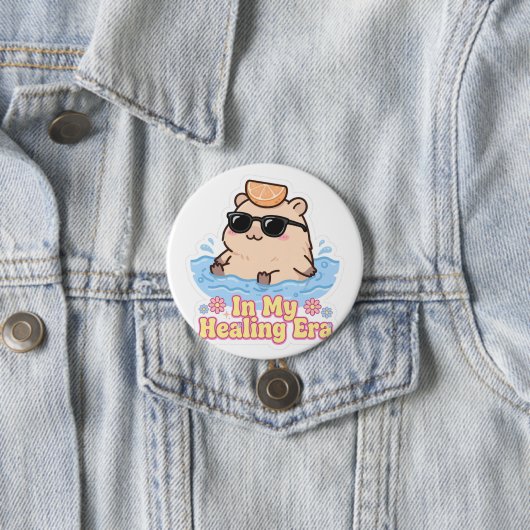 In Mijn GenezingsTijdperk Funny Capybara Ronde Button 7,6 Cm (In situ)