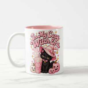 In Mijn Gezellige Heksen Tijdperk Roze Halloween Tweekleurige Koffiemok