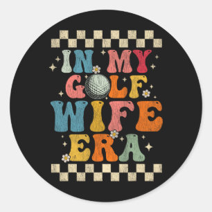 In Mijn Golf Vrouw Era Retro Groovy Gift Golf Vrou Ronde Sticker