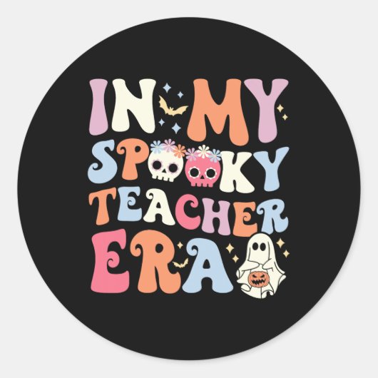 In mijn griezelige leraar tijdperk Halloween Groov Ronde Sticker (Voorkant)