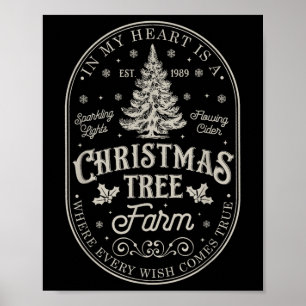 In mijn hart is een kerstboom Boerderij Vintage Poster