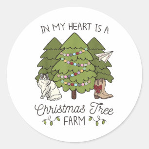 In mijn hart is een kerstboom vintage kerst ronde sticker