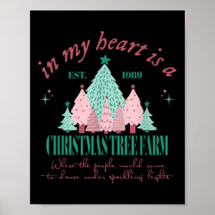 In mijn hart is een Kerstmis Xmas Boomgaard Vintag Poster
