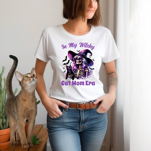 In Mijn Hekserige Kat Mam Era Skeleton Witch Black T-shirt