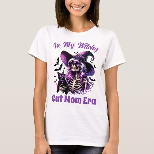 In Mijn Hekserige Kat Mam Era Skeleton Witch Black T-shirt (Voorkant)