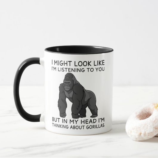 In mijn hoofd denk ik aan gorilla's Grappig Mok (Met donut)