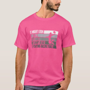 In mijn hoofd speel ik basketbal Funny Basketbal T-shirt