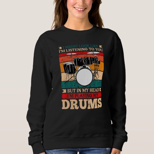 In mijn hoofd speel ik Drums Drummer. Trui (Voorkant)