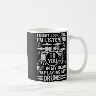 In mijn hoofd speel ik mijn drums Funny Drummer Dr Koffiemok