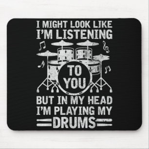In mijn hoofd speel ik mijn drums Funny Drummer Dr Muismat