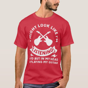 In mijn hoofd speel ik mijn gitaarmuzikant-handtas t-shirt