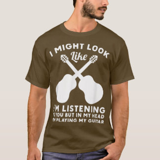 In mijn hoofd speel ik mijn gitaarmuzikant-handtas t-shirt