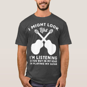 In mijn hoofd speel ik mijn gitaarmuzikant-handtas t-shirt