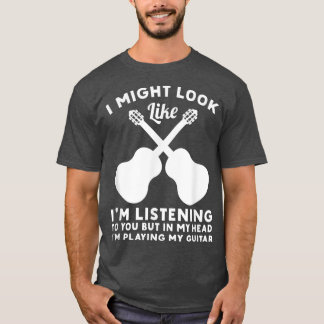 In mijn hoofd speel ik mijn gitaarmuzikant-handtas t-shirt