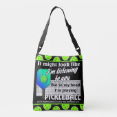 In mijn hoofd speel ik Pickleball Green Balls Crossbody Tas (Achterkant)