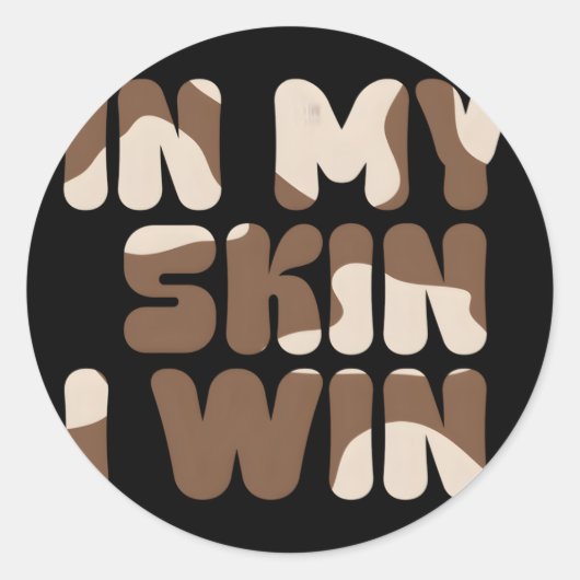In mijn huid win ik Deep Skin Vitiligo Awareness M Ronde Sticker (Voorkant)