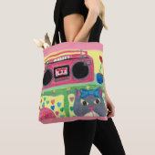 In mijn kamer Retro Cat-schilderende Retro Folk-ku Tote Bag (Dichtbij)