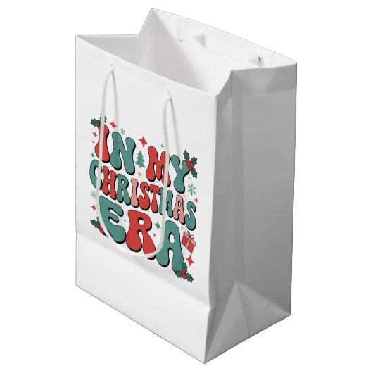 In mijn kerstperiode Schattigee groovy kerstmis Medium Cadeauzakje (Voorkant Gekanteld)