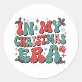 In mijn kerstperiode Schattigee groovy kerstmis Ronde Sticker (Voorkant)