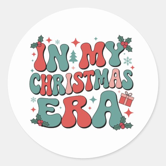 In mijn kerstperiode Schattigee groovy kerstmis Ronde Sticker (Voorkant)