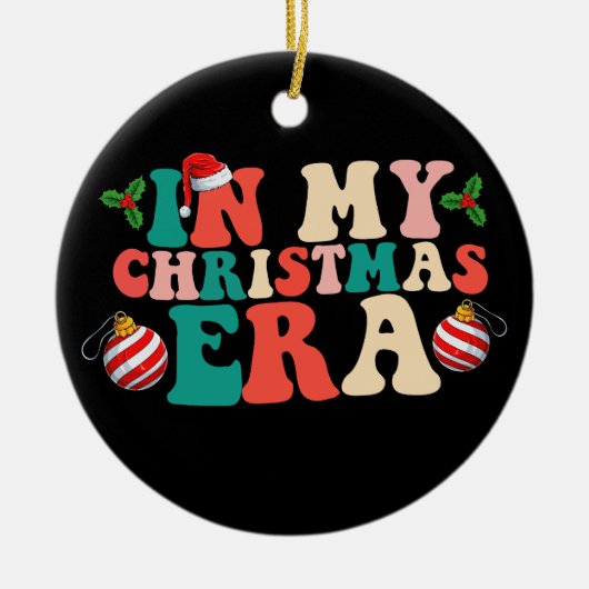 In mijn kersttijd Groovy vakantieseizoen Keramisch Ornament (Voorkant)