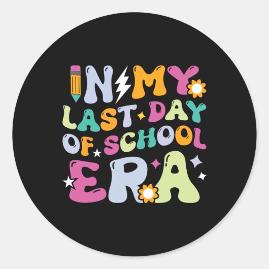 In mijn laatste schooldag Kinder groovy docenten Ronde Sticker (Voorkant)