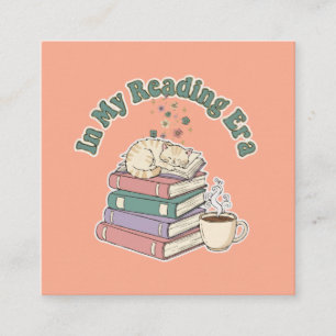 In Mijn Leestijdperk Knuffelige Kat Cozy Boekliefh Vierkante Visitekaartje