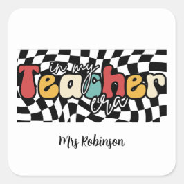 In mijn lerarentijd retro docent vierkante sticker