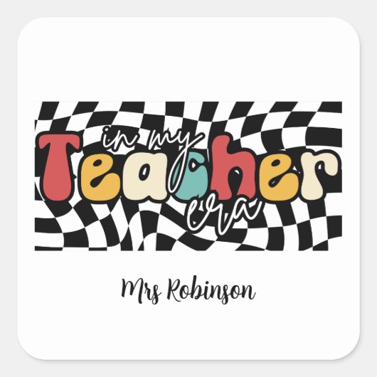 In mijn lerarentijd retro docent vierkante sticker (Voorkant)